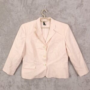 Lauren Ralph Lauren Linen Blazer Jacket Peachy pink Striped Womens Size 16